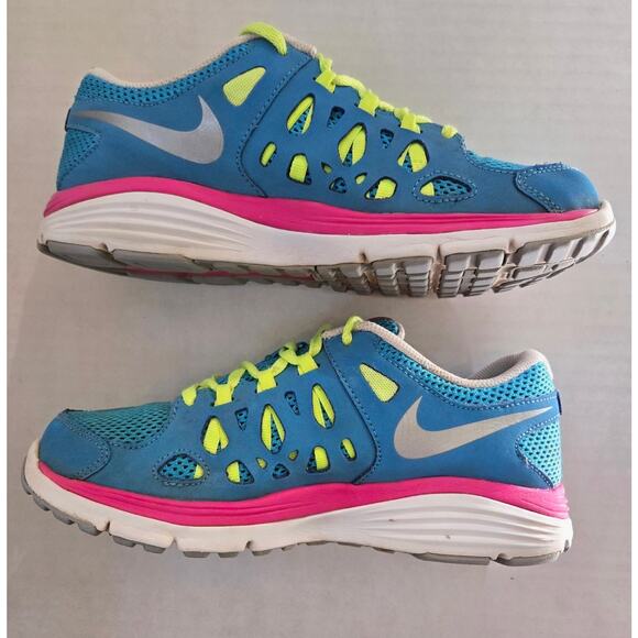 Nike Dual Fusion Run 2 Vivid Blue/Metallic Silver-Volt 599793-401 4Y - Picture 2 of 7